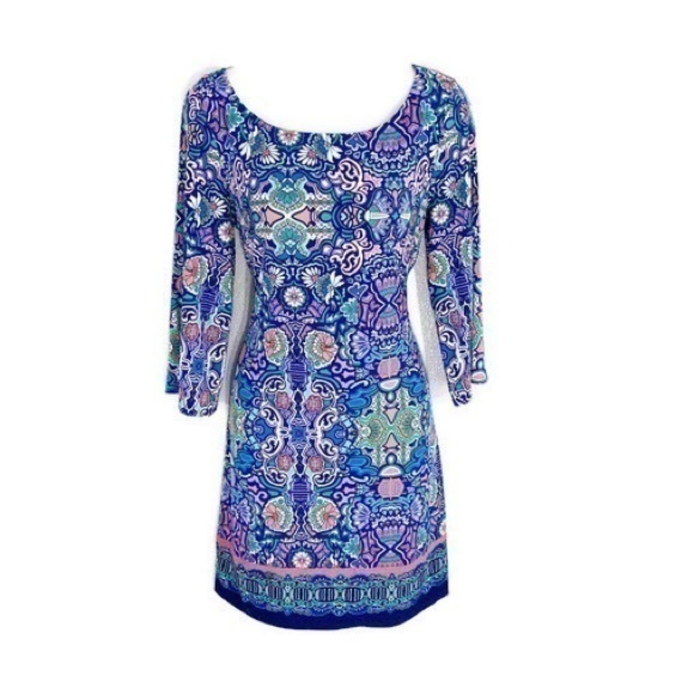 Laundry by Shelli Segal blue multi printed dress